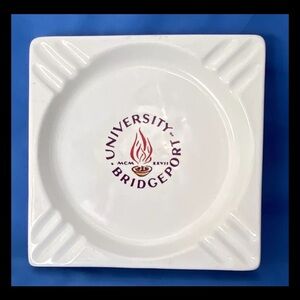 Vintage Bridgeport University Connecticut Ceramic Ashtray  Large 7”x7” Like New